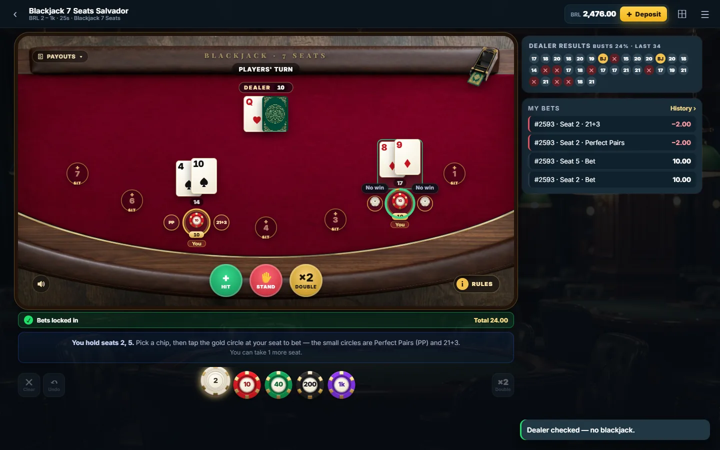 Blackjack 7 Seats